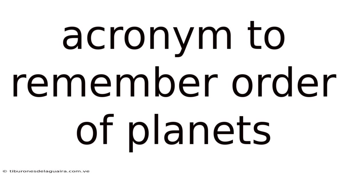Acronym To Remember Order Of Planets