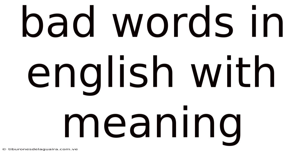 Bad Words In English With Meaning