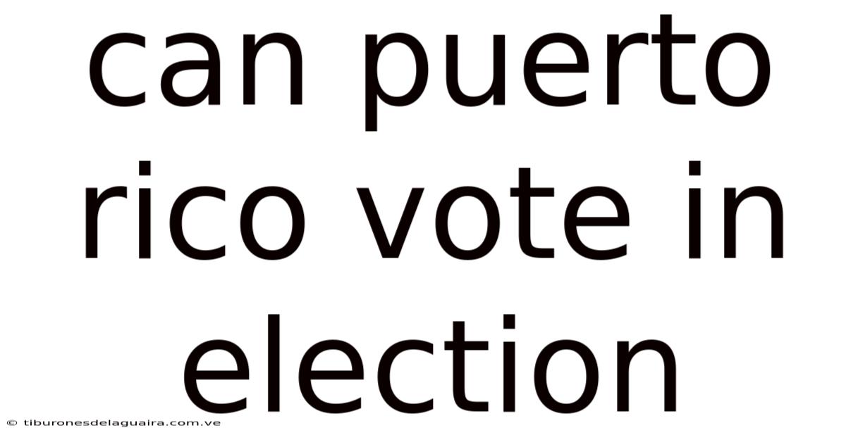 Can Puerto Rico Vote In Election