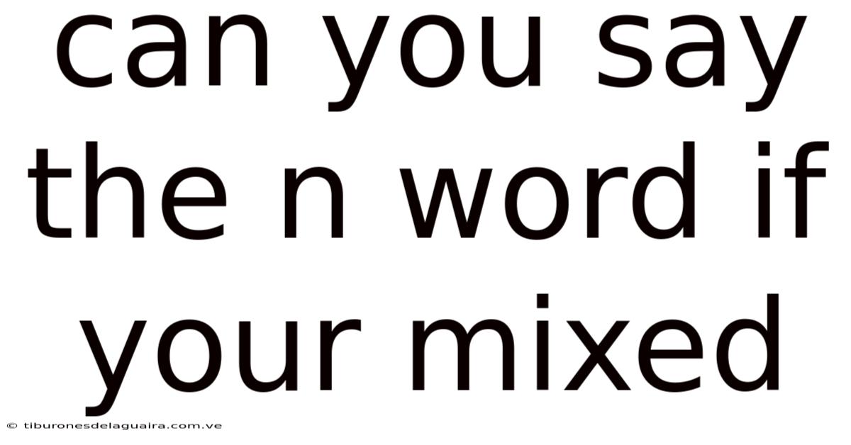 Can You Say The N Word If Your Mixed