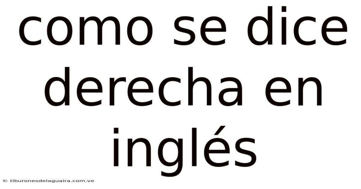Como Se Dice Derecha En Inglés