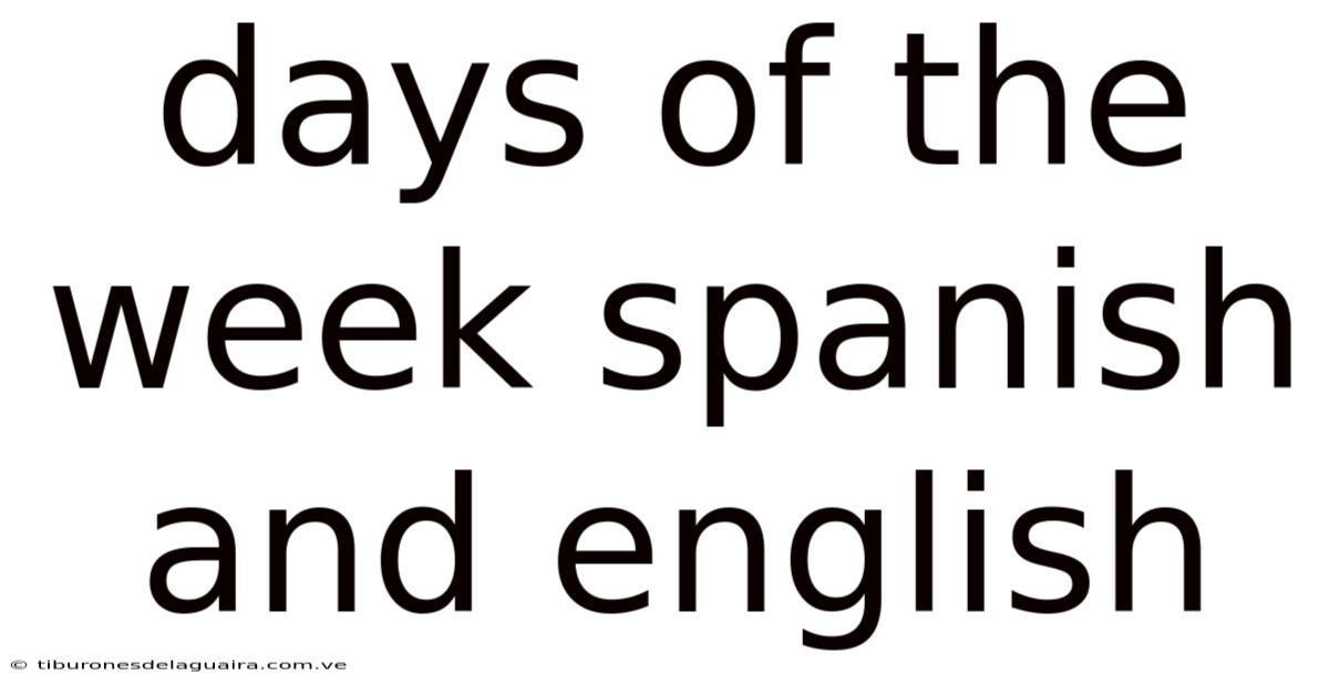 Days Of The Week Spanish And English