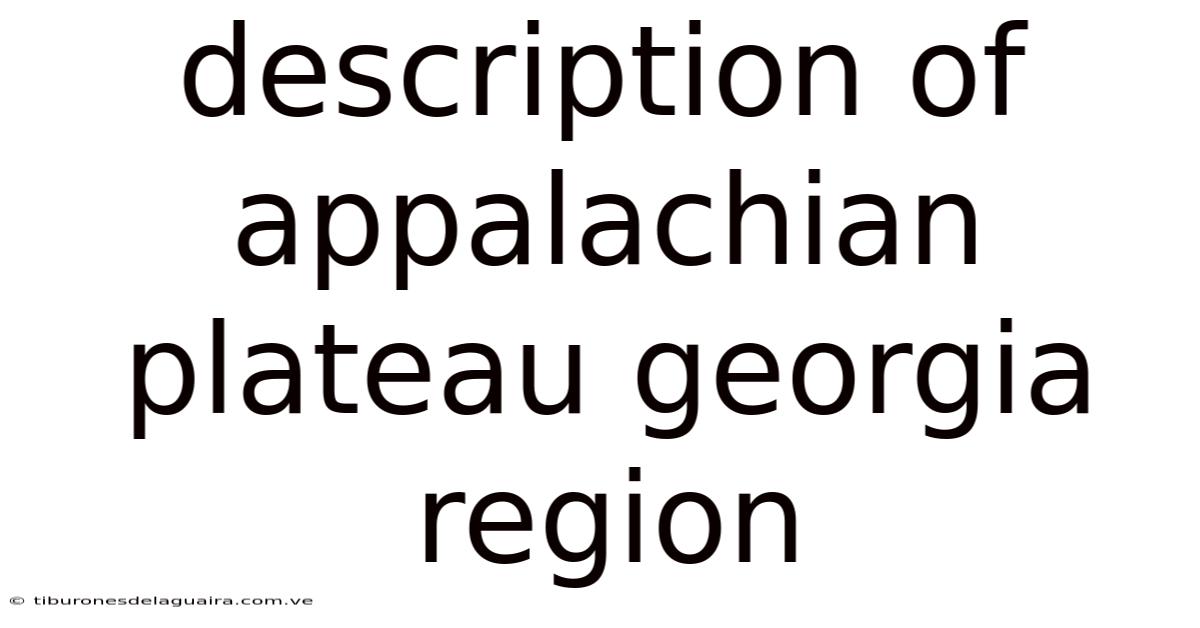 Description Of Appalachian Plateau Georgia Region
