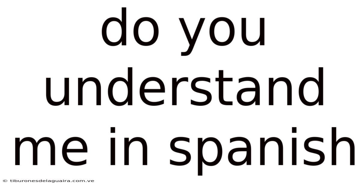 Do You Understand Me In Spanish