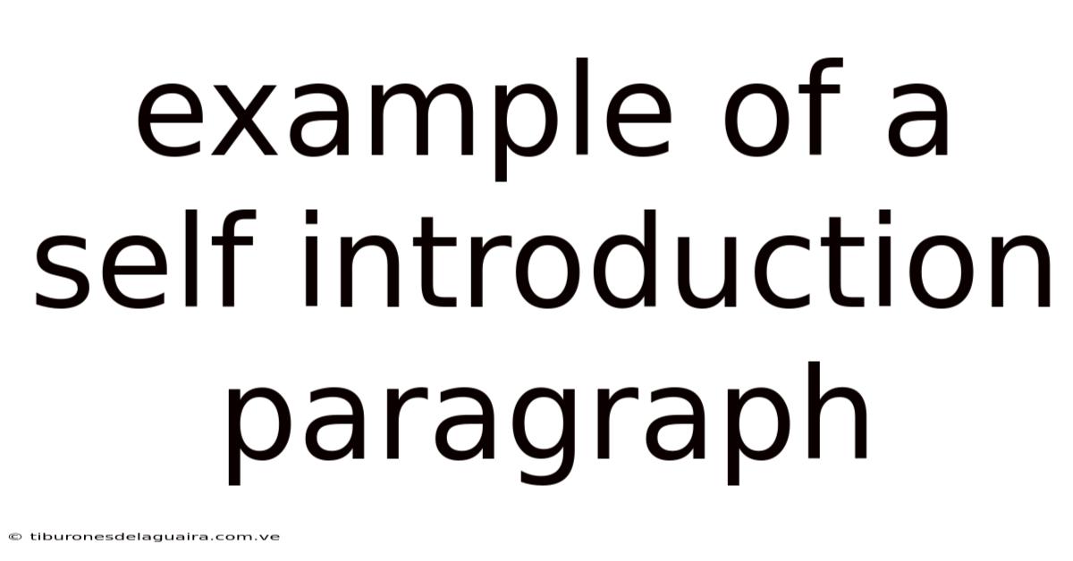 Example Of A Self Introduction Paragraph
