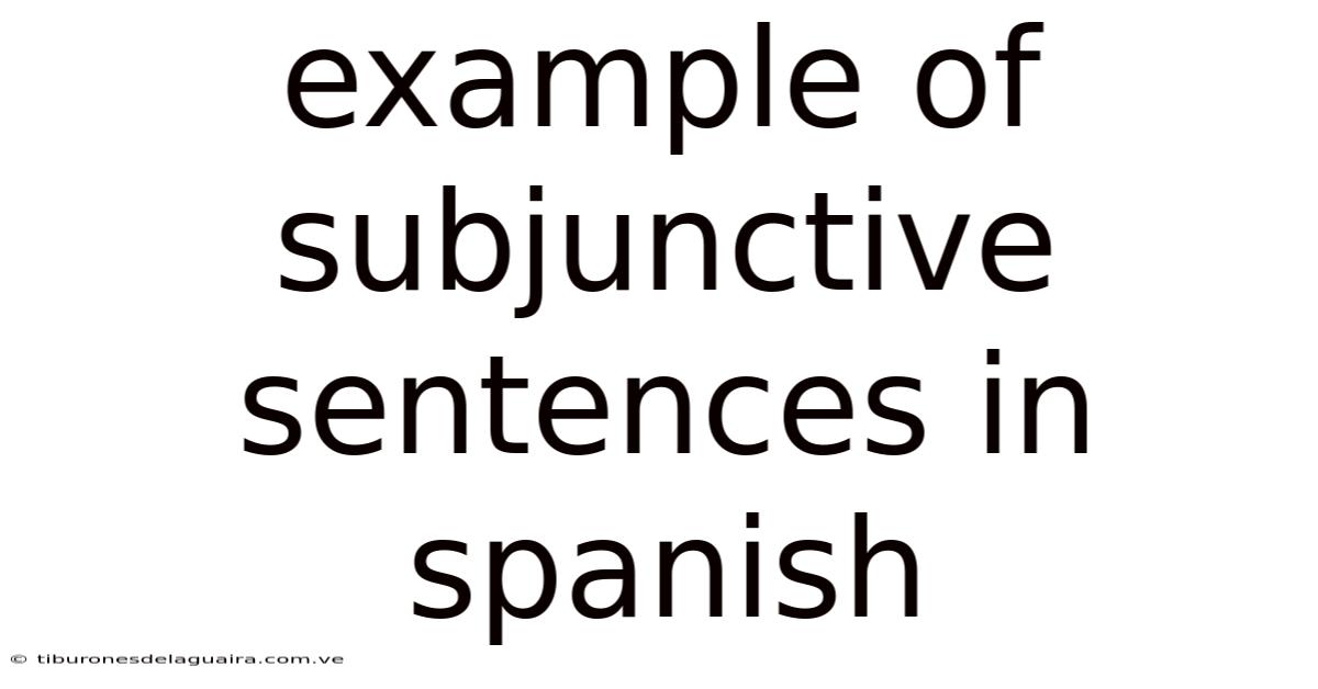 Example Of Subjunctive Sentences In Spanish
