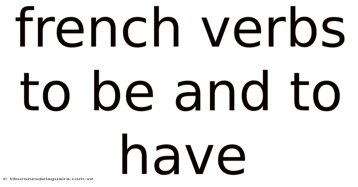 French Verbs To Be And To Have