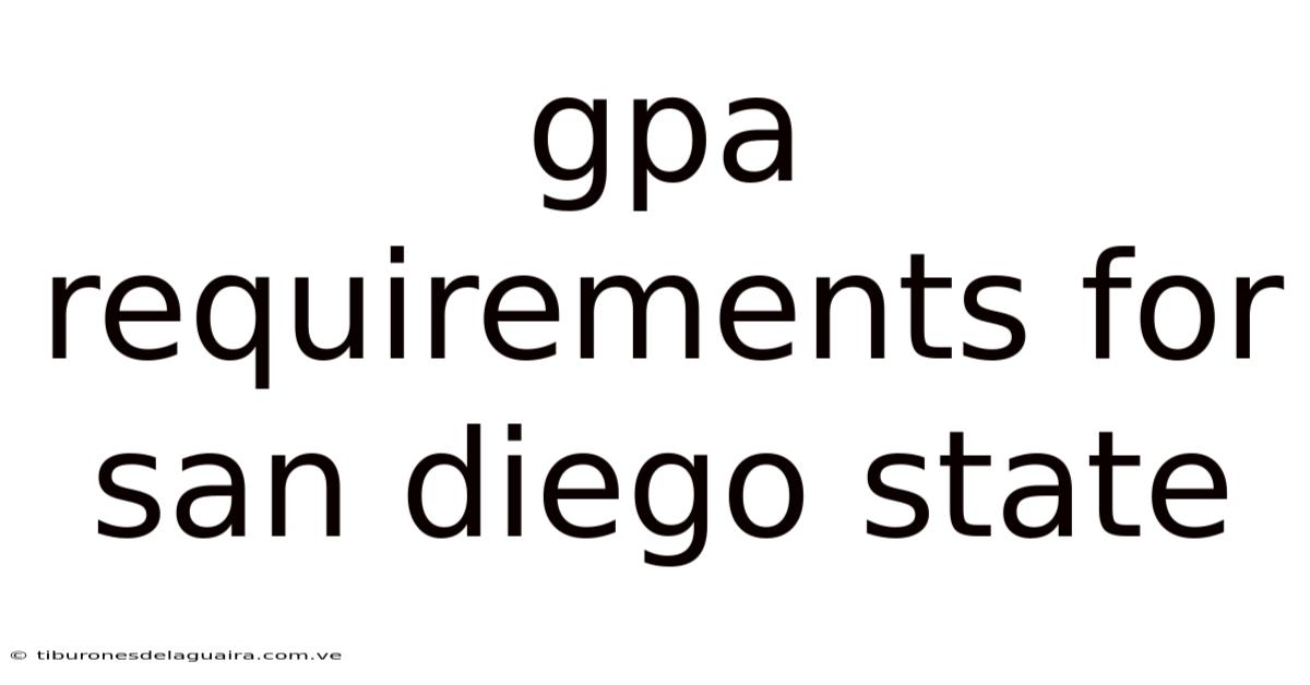 Gpa Requirements For San Diego State