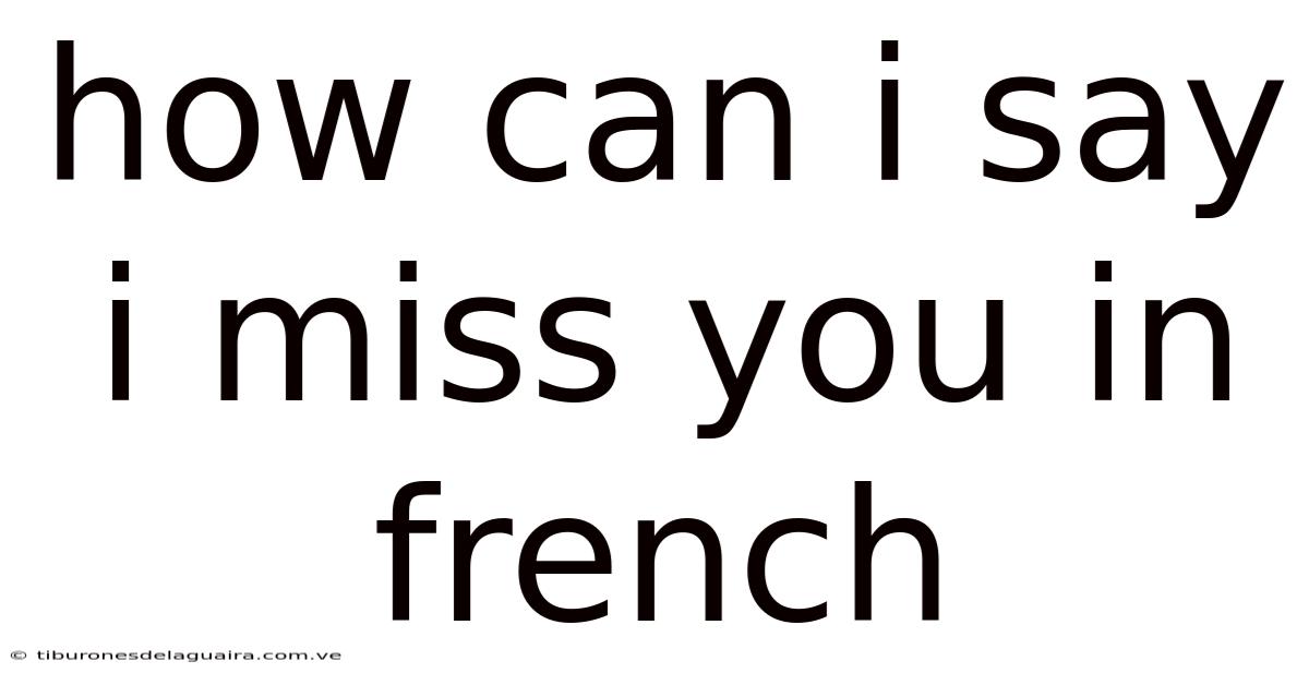 How Can I Say I Miss You In French