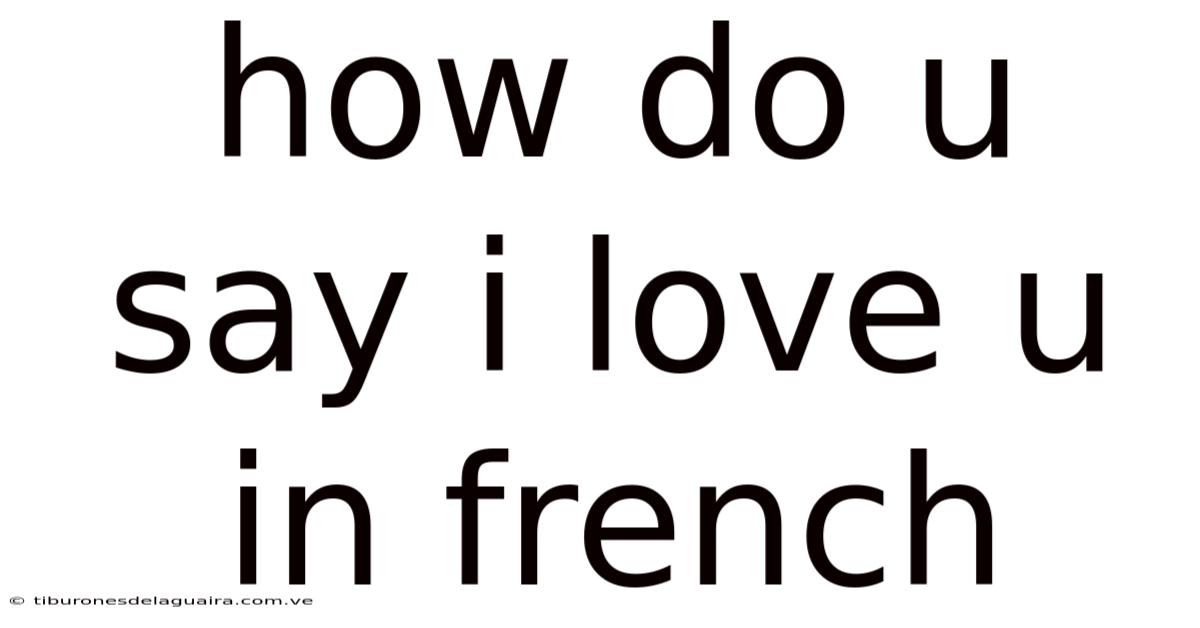 How Do U Say I Love U In French