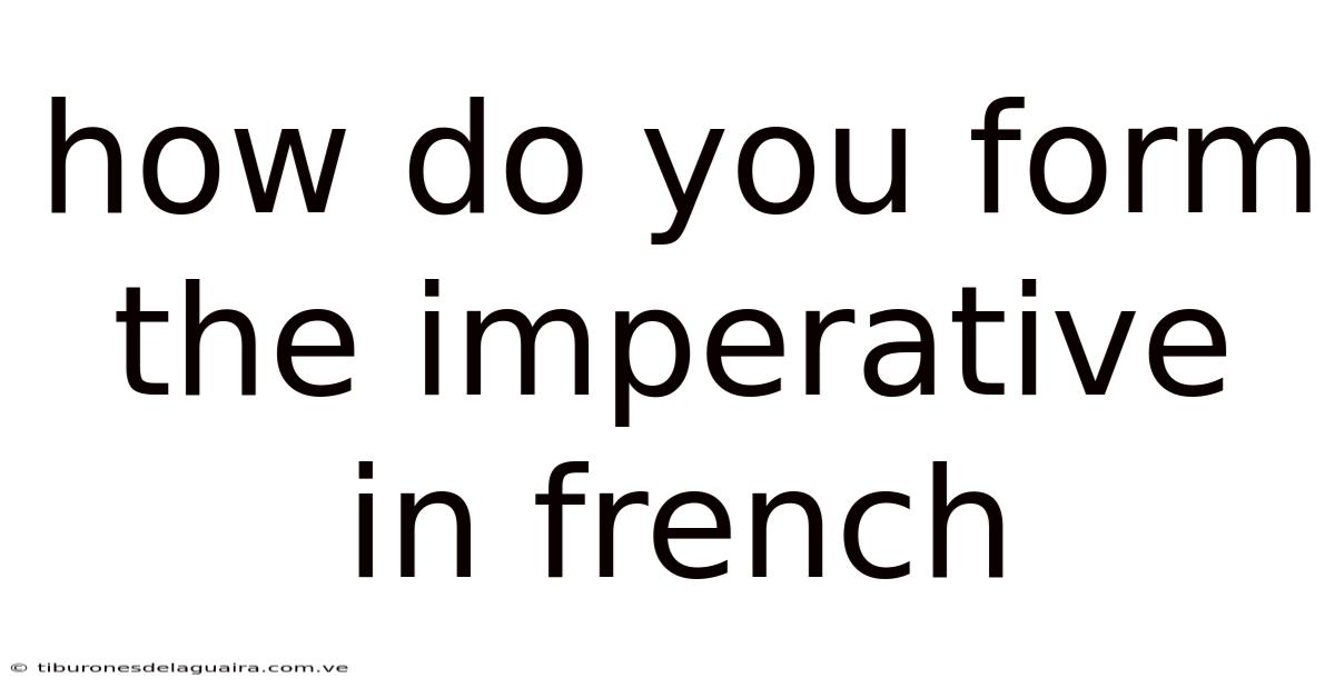How Do You Form The Imperative In French