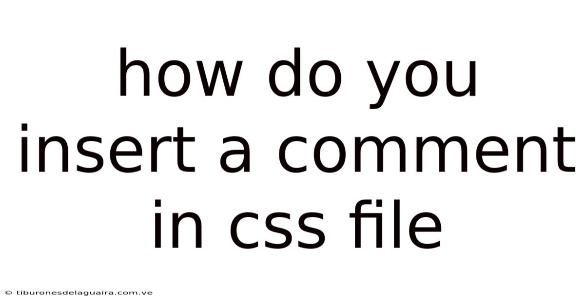 How Do You Insert A Comment In Css File