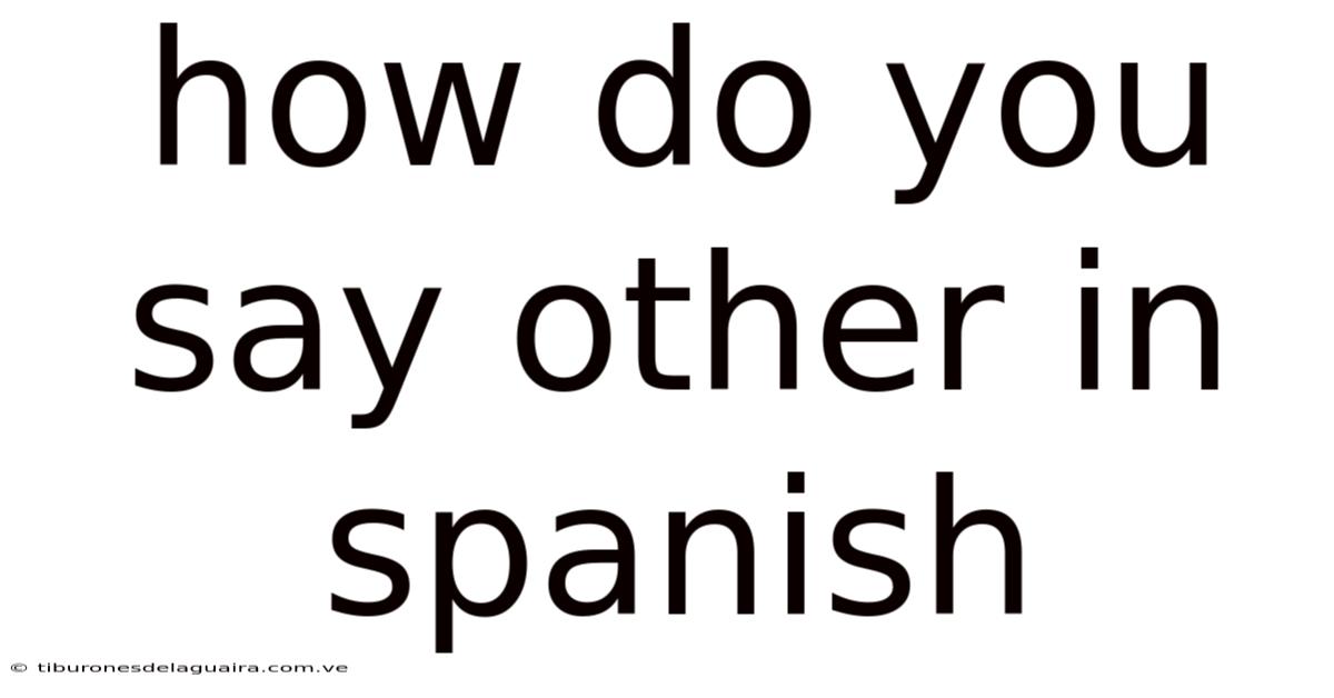 How Do You Say Other In Spanish