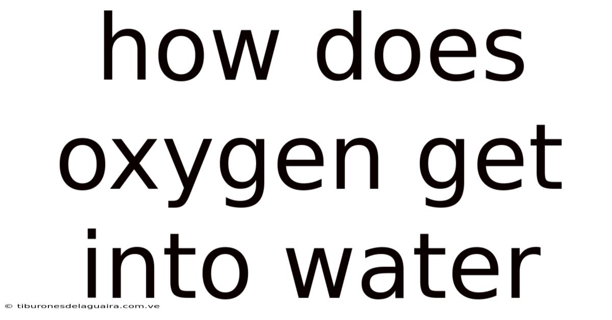 How Does Oxygen Get Into Water