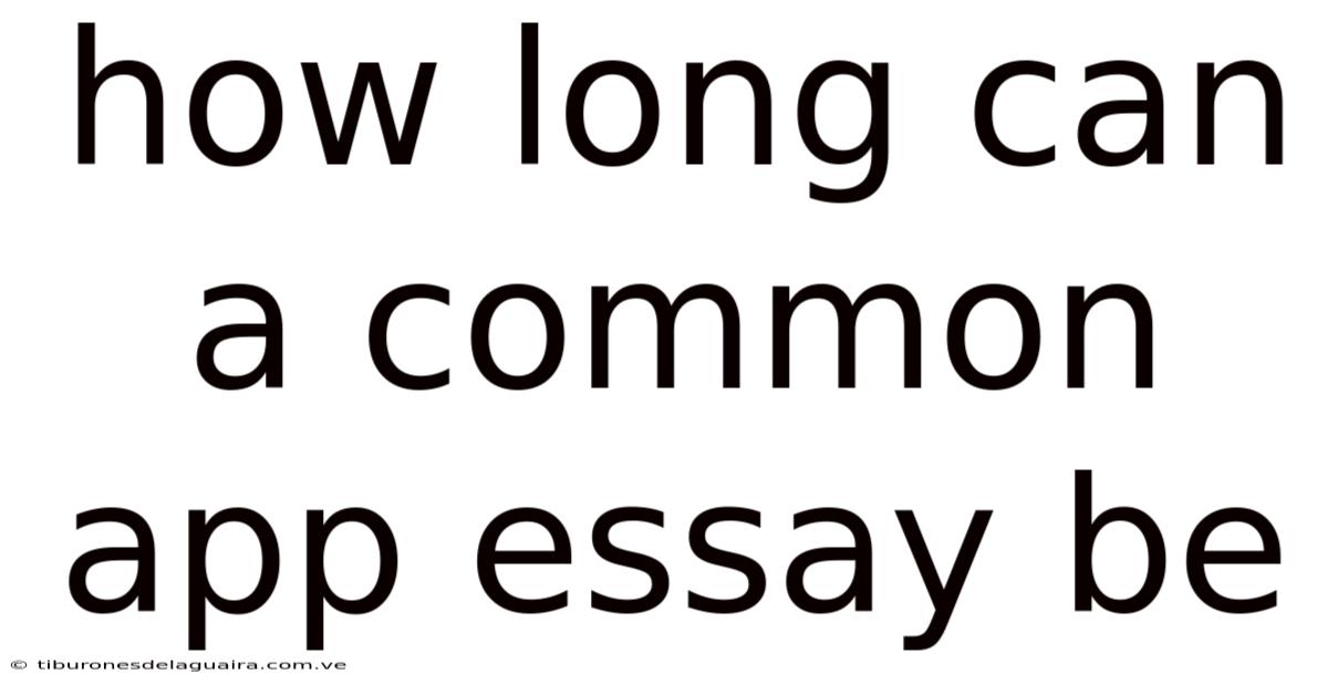 How Long Can A Common App Essay Be