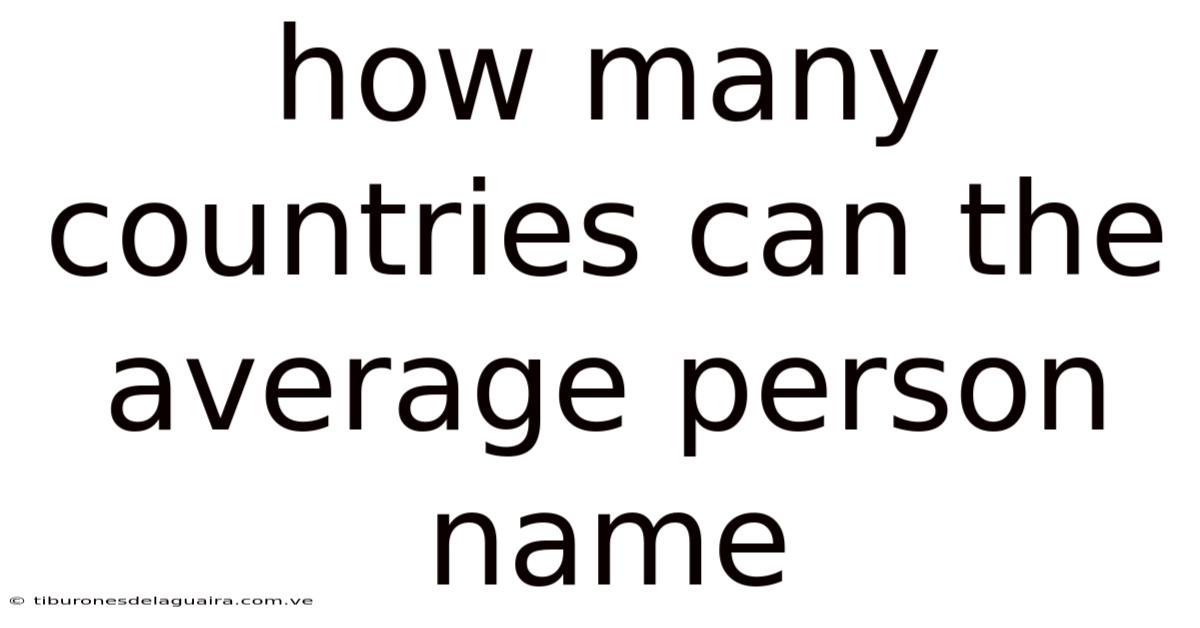 How Many Countries Can The Average Person Name
