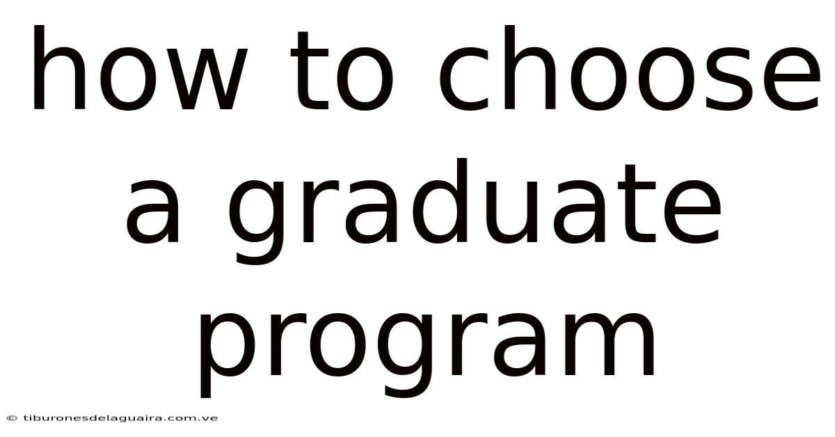 How To Choose A Graduate Program