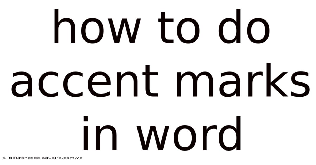 How To Do Accent Marks In Word