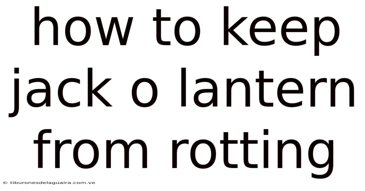 How To Keep Jack O Lantern From Rotting