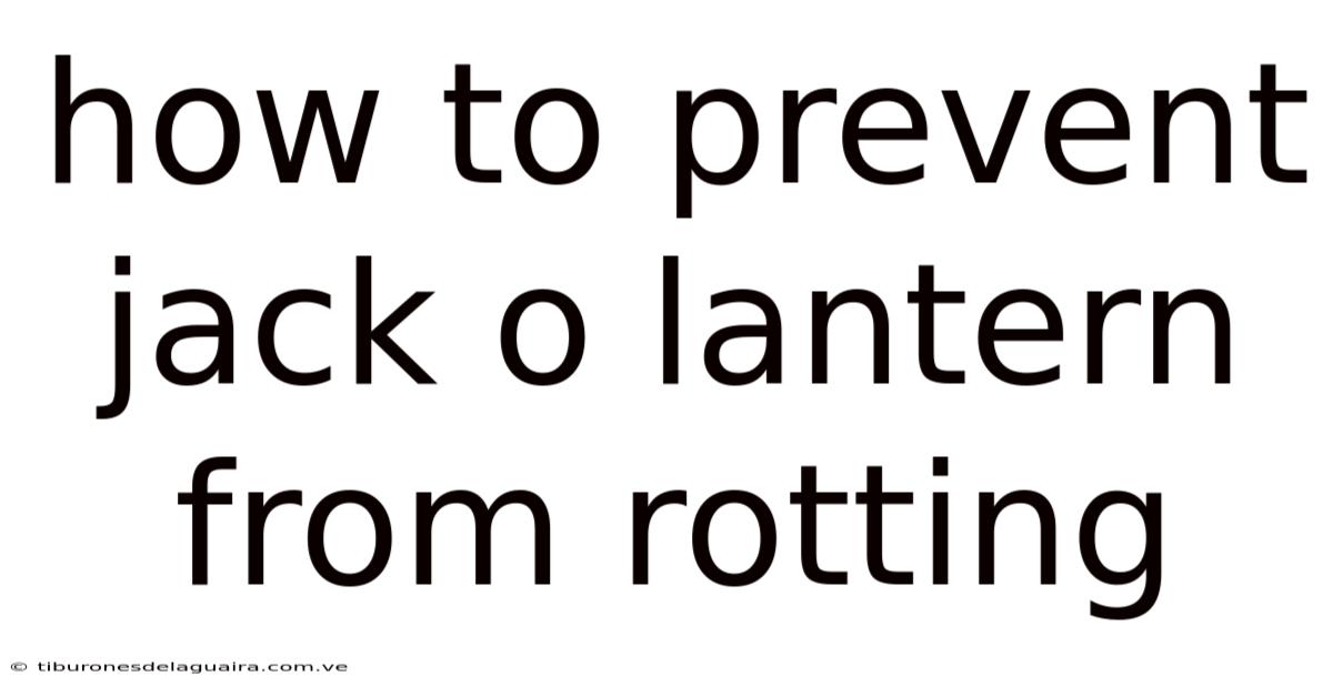 How To Prevent Jack O Lantern From Rotting