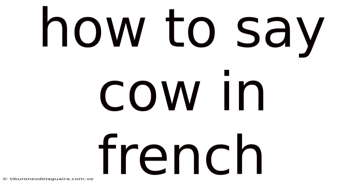 How To Say Cow In French