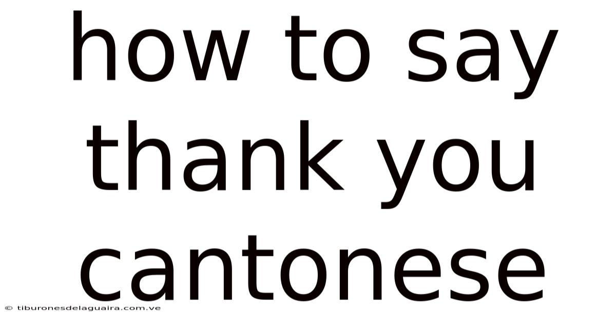 How To Say Thank You Cantonese