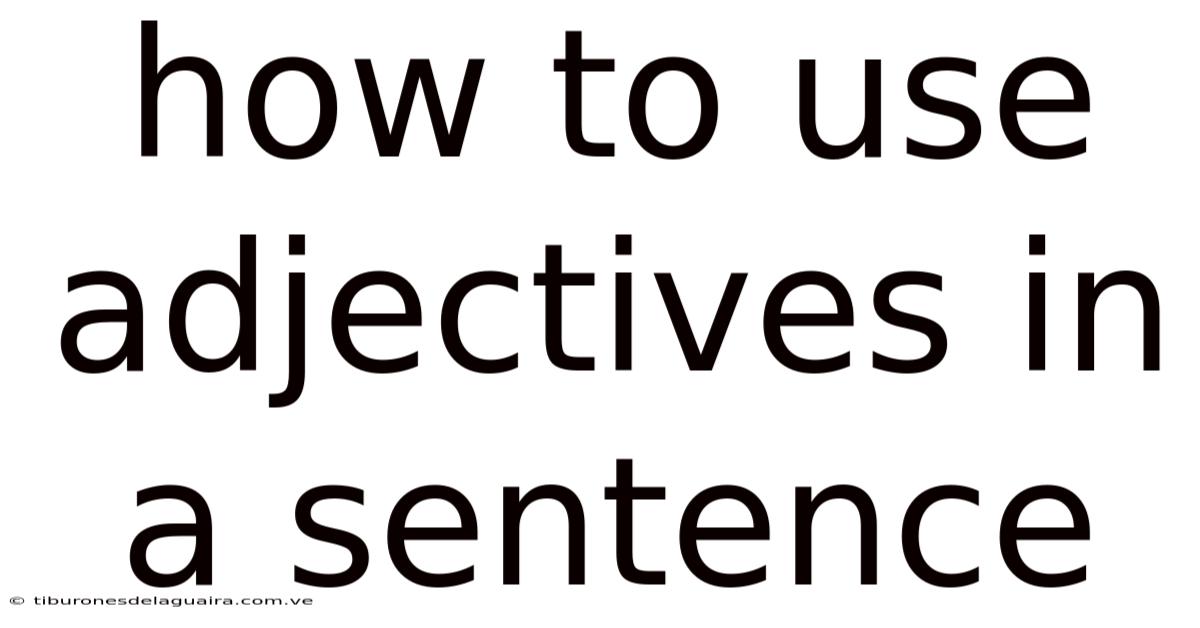 How To Use Adjectives In A Sentence