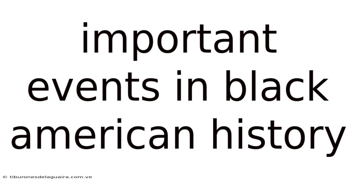 Important Events In Black American History