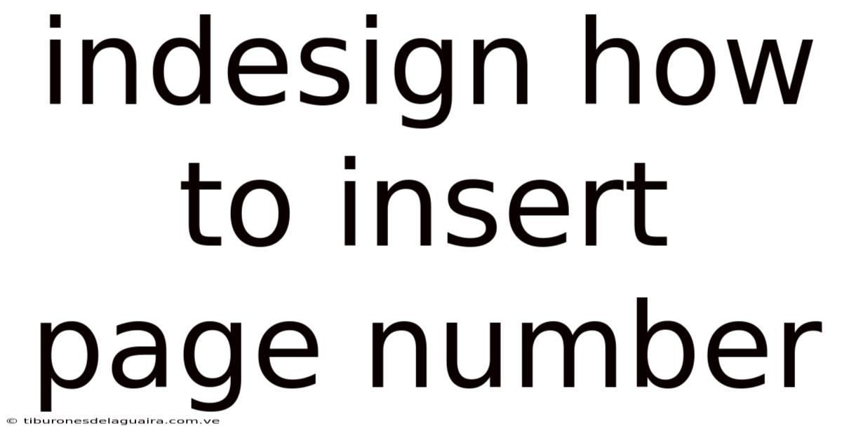 Indesign How To Insert Page Number