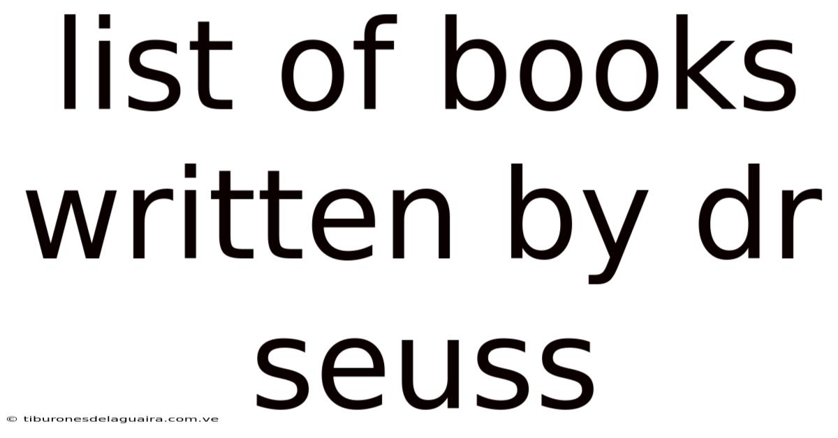 List Of Books Written By Dr Seuss