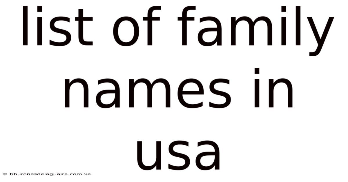 List Of Family Names In Usa