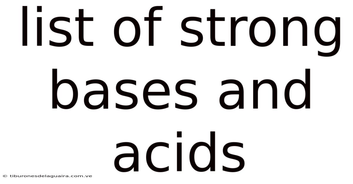 List Of Strong Bases And Acids