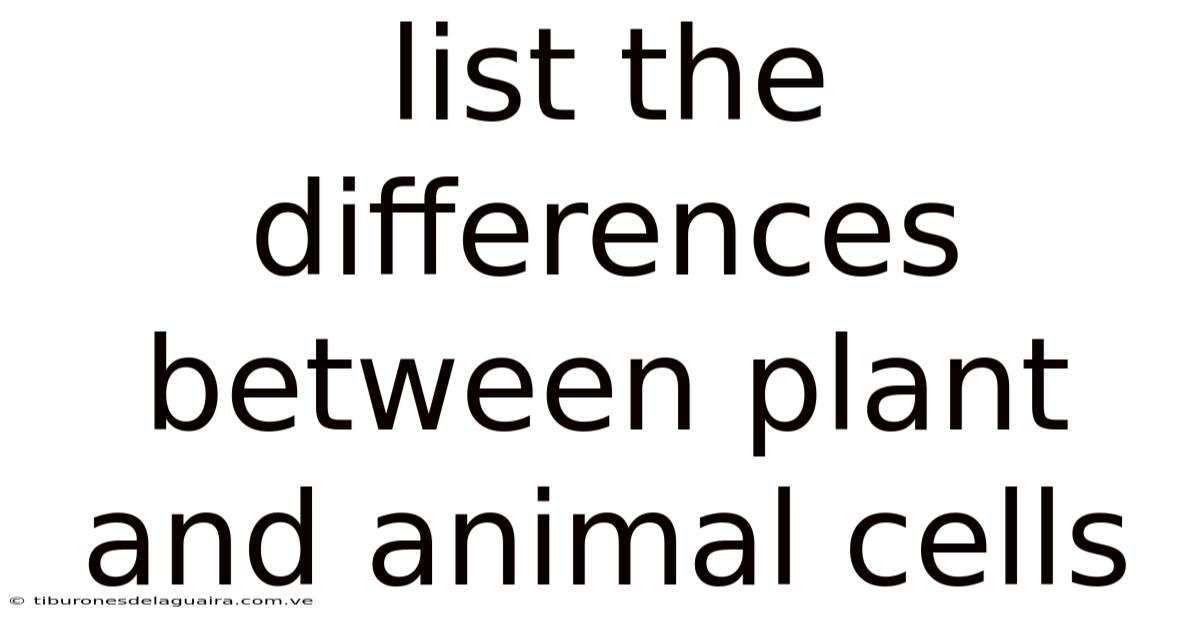 List The Differences Between Plant And Animal Cells