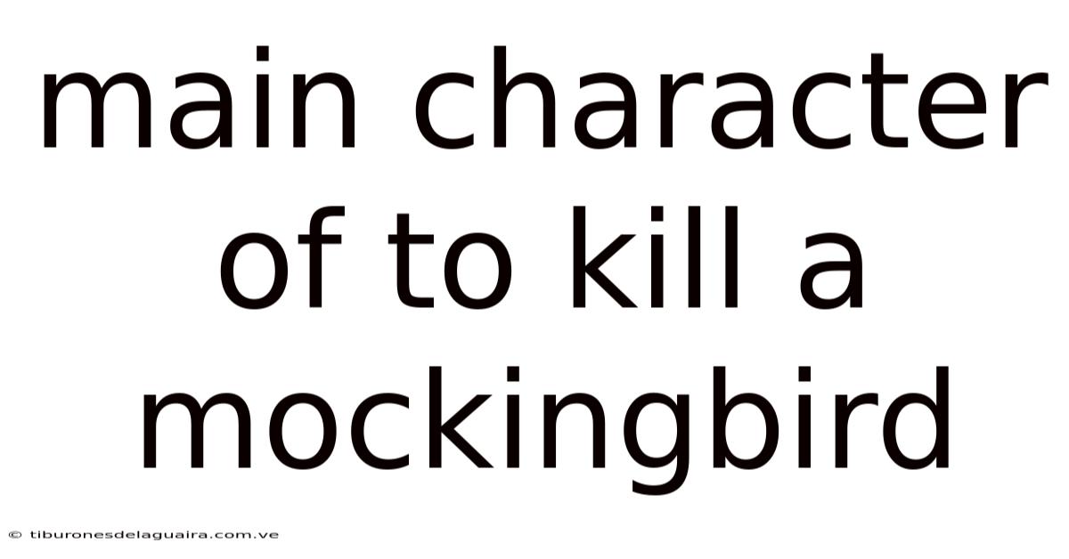 Main Character Of To Kill A Mockingbird