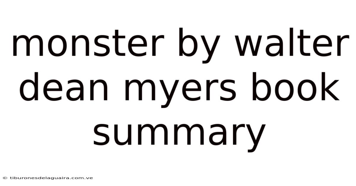 Monster By Walter Dean Myers Book Summary