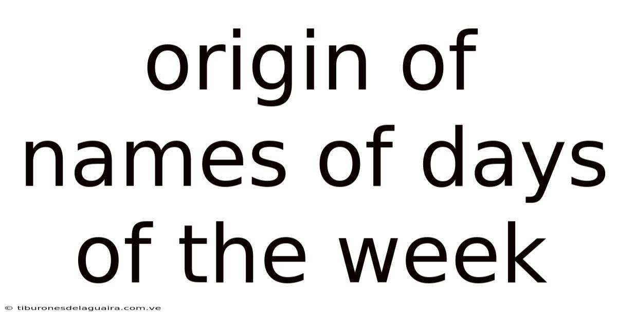 Origin Of Names Of Days Of The Week