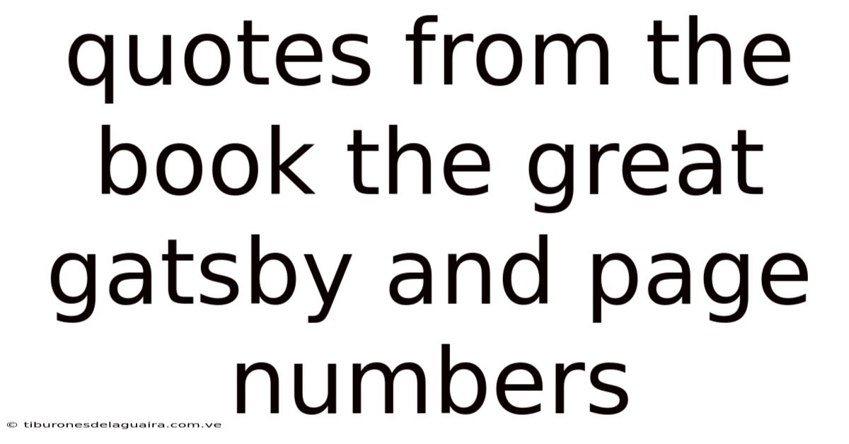 Quotes From The Book The Great Gatsby And Page Numbers
