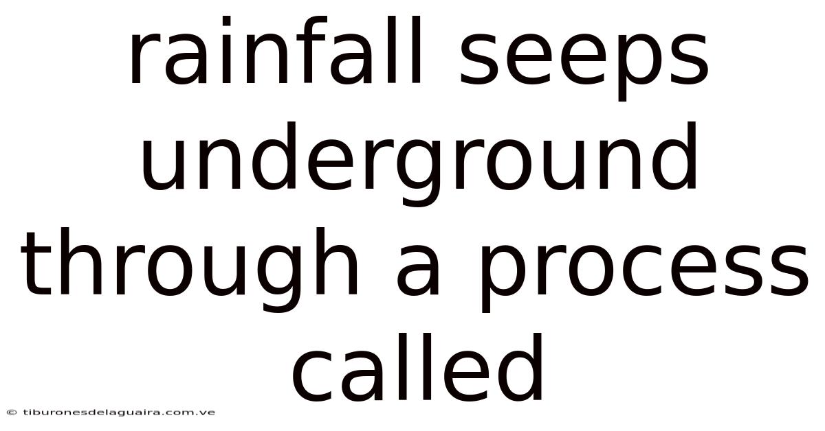 Rainfall Seeps Underground Through A Process Called