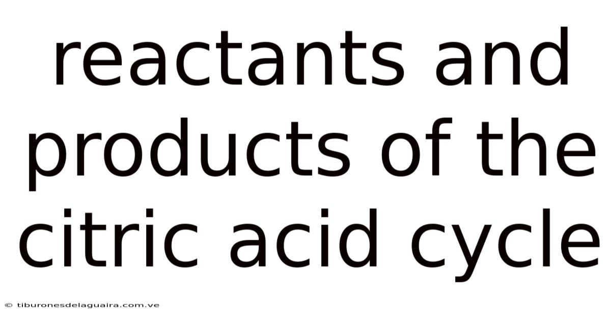 Reactants And Products Of The Citric Acid Cycle