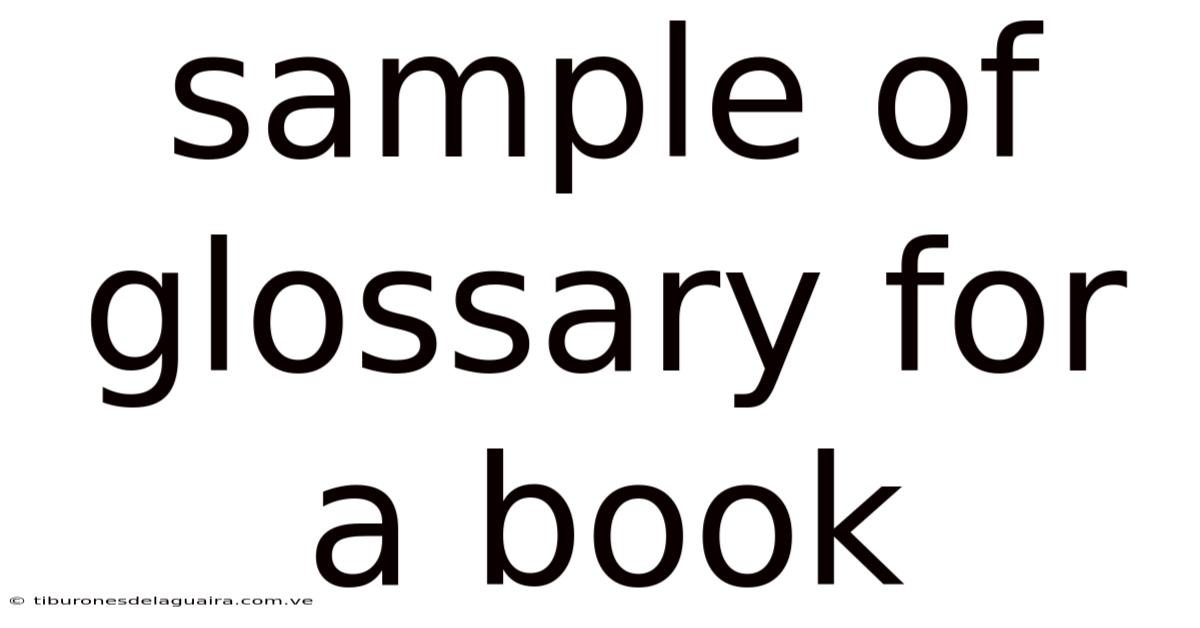 Sample Of Glossary For A Book