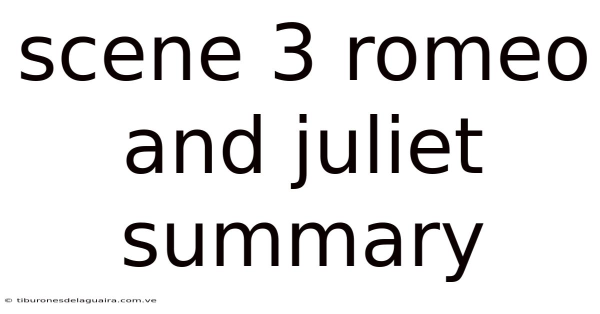 Scene 3 Romeo And Juliet Summary