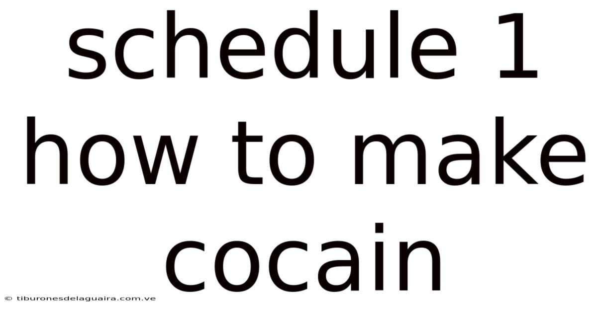 Schedule 1 How To Make Cocain