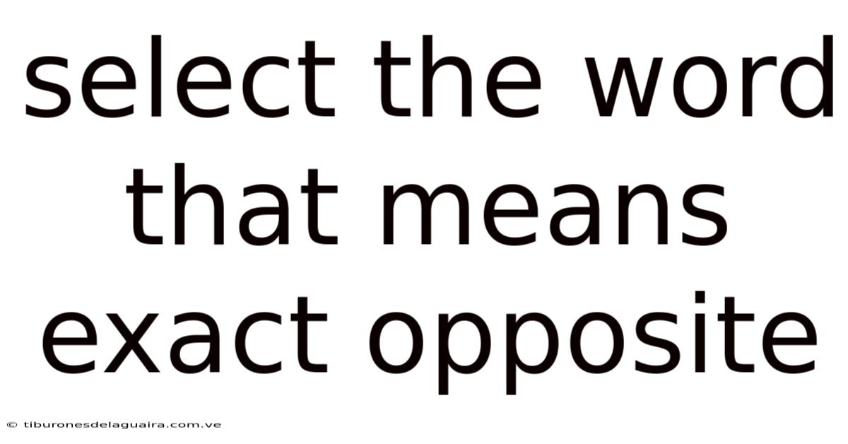 Select The Word That Means Exact Opposite