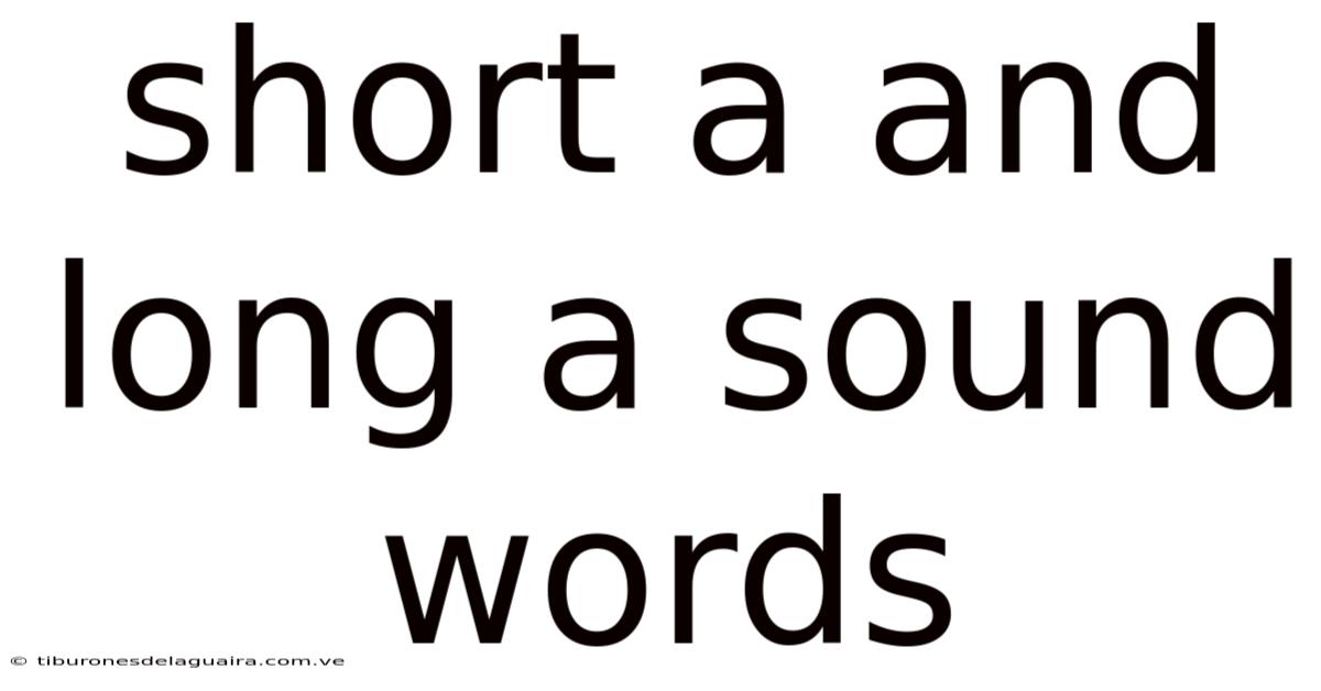 Short A And Long A Sound Words