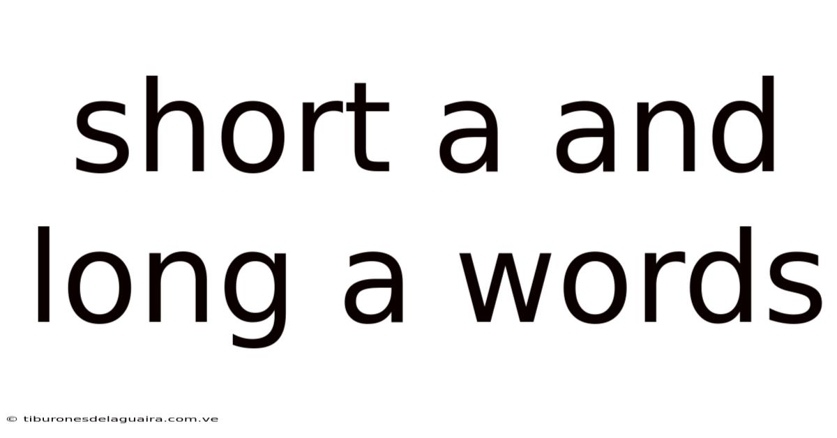 Short A And Long A Words