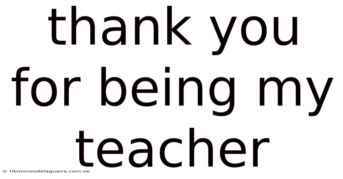 Thank You For Being My Teacher