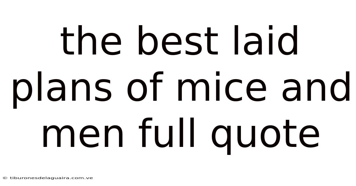 The Best Laid Plans Of Mice And Men Full Quote
