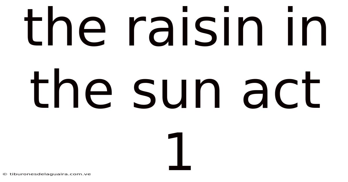 The Raisin In The Sun Act 1