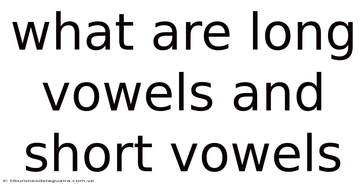 What Are Long Vowels And Short Vowels