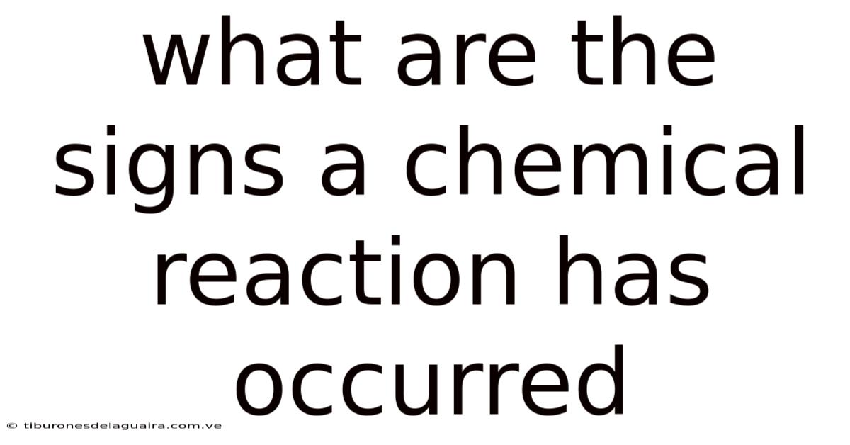 What Are The Signs A Chemical Reaction Has Occurred